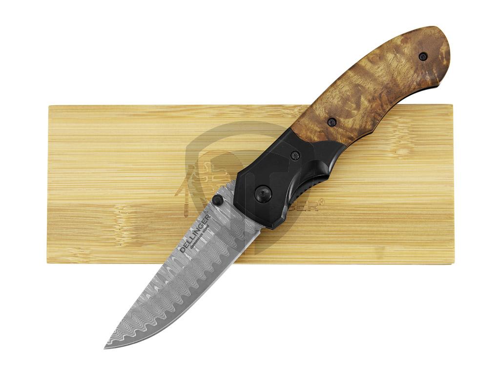 Zavírací nůž Dellinger Hunter Poplar Burl Wood